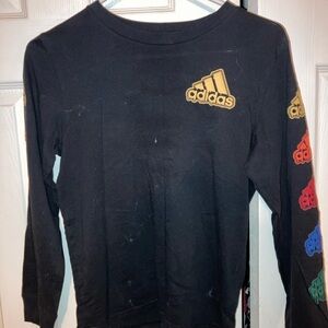 Adidas Kids Black Long Sleeve Tee with Multicolor Logo